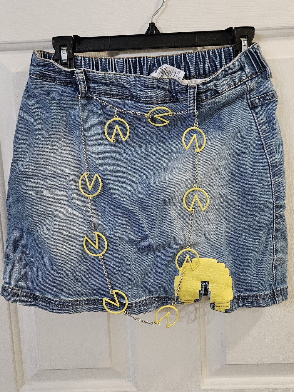 Justice Girls PAC-MAN Denim Skorts XL (16-18) Blue With Pac-man Belt